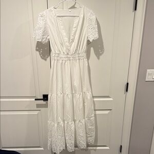 Elegant White Eyelet Dress